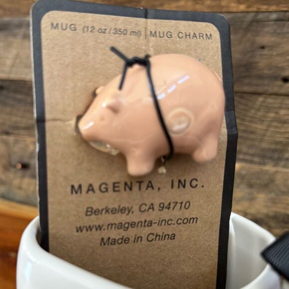 Rae Dunn OINK mug with ceramic pig mug charm 12 OZ NEW - Picture 9 of 9